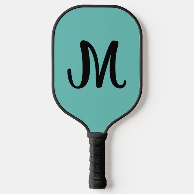 RAQUETTE DE PICKLEBALL MONOGRAMME ÉLÉGANT SCRIPT BLEU PICKLEBALL PADDLE (Recto)