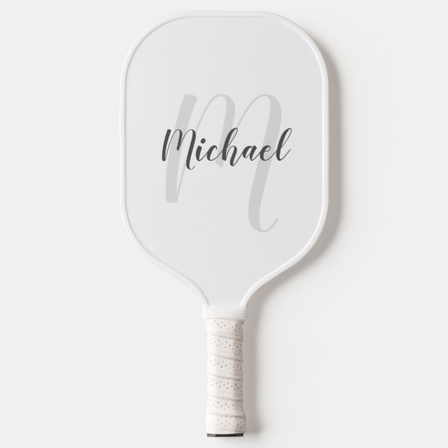 Raquette De Pickleball Monogramme et nom de script moderne personnalisé (Recto)