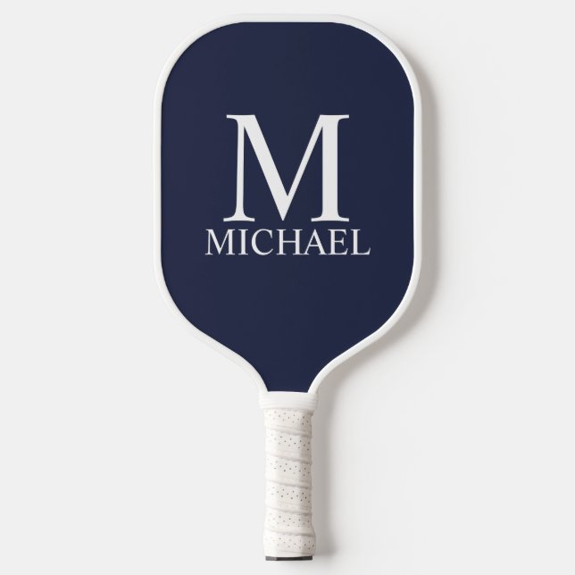 Raquette De Pickleball Monogramme et nom personnalisés classiques (Recto)