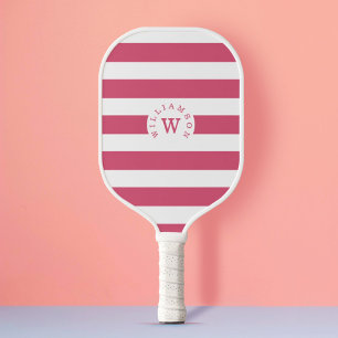 Raquette De Pickleball Monogramme et nom personnalisés minimaux à bande r