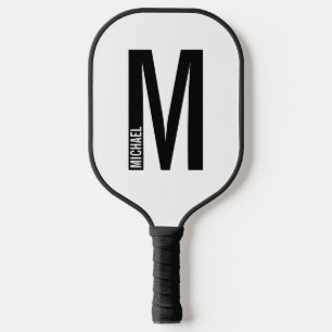 Raquette De Pickleball Monogramme et nom personnalisés modernes