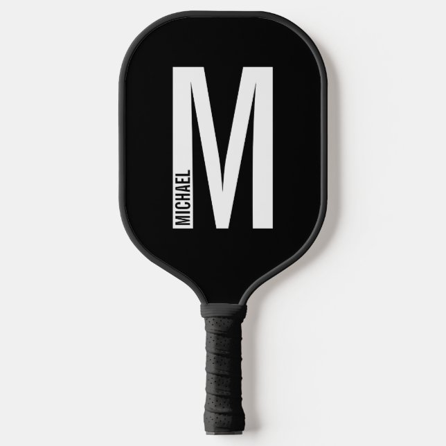 Raquette De Pickleball Monogramme et nom personnalisés modernes (Recto)