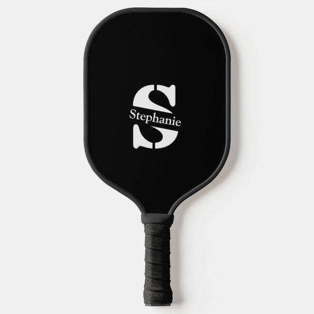 Raquette De Pickleball Monogramme et nom professionnel simple classique (Recto)