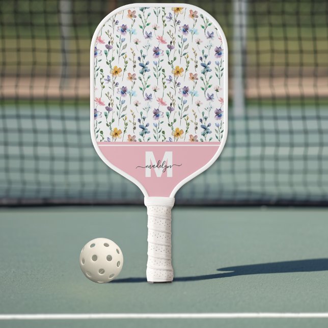 Raquette De Pickleball Monogramme Fleur Sauvage (Wildflower Monogram Pickleball Paddle)