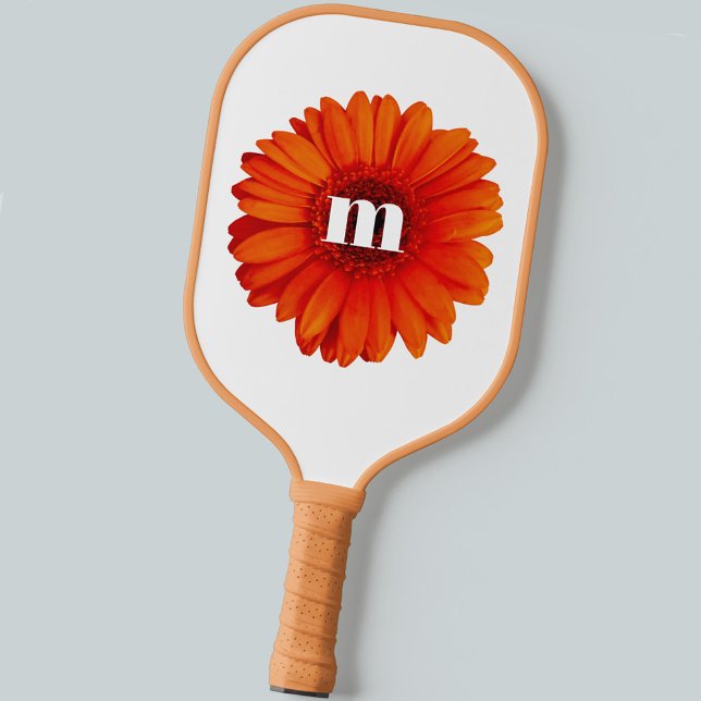 Raquette De Pickleball Monogramme initial Gerbera Daisy (Créateur téléchargé)