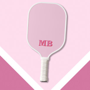 Raquette De Pickleball Monogramme initial minimaliste rose moderne