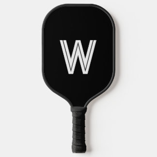 Raquette De Pickleball Monogramme initiale noir et blanc moderne