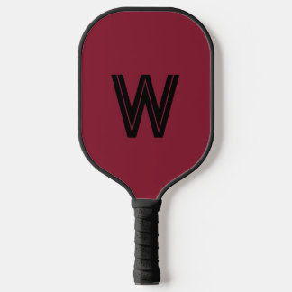 Raquette De Pickleball Monogramme initiale rouge et noir moderne