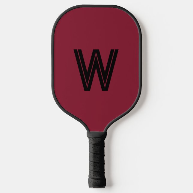 Raquette De Pickleball Monogramme initiale rouge et noir moderne (Recto)