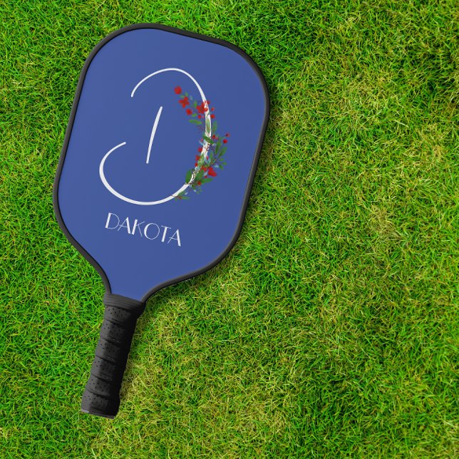 Raquette De Pickleball Monogramme lettre D aquarelle boho  (Créateur téléchargé)