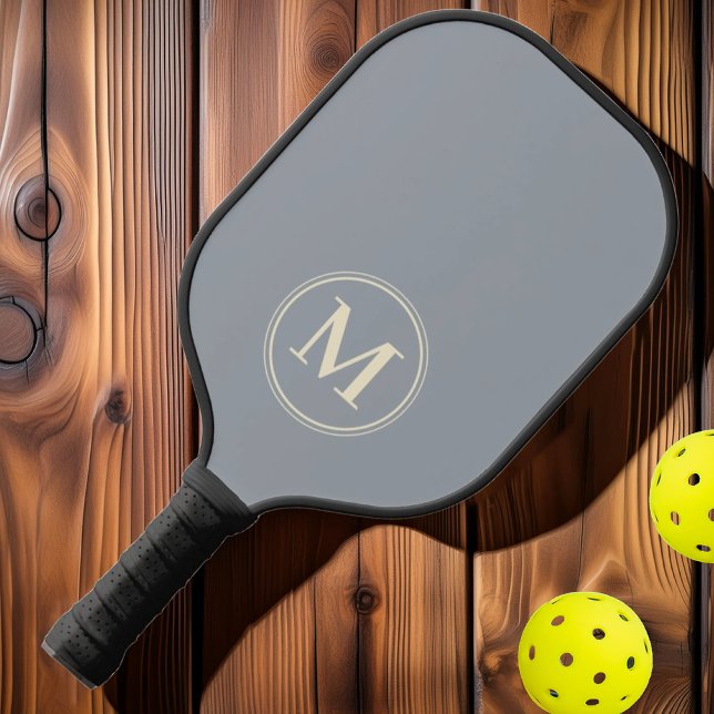 Raquette De Pickleball Monogramme Milieu du Siècle Uni Gris Colombe (Créateur téléchargé)