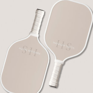 Raquette De Pickleball Monogramme minimaliste beige moderne