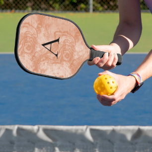 Raquette De Pickleball Monogramme minimaliste Grain de bois orange