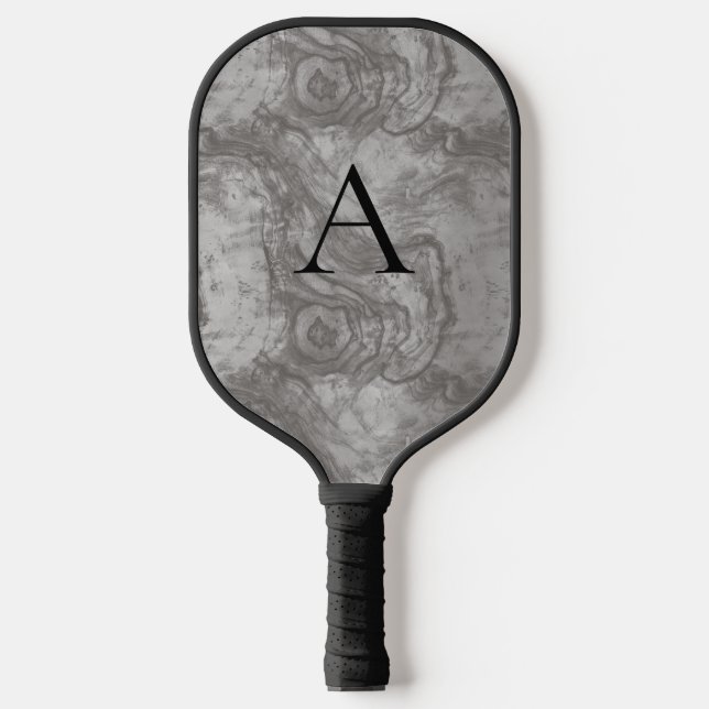 Raquette De Pickleball Monogramme minimaliste Gris foncé (Recto)