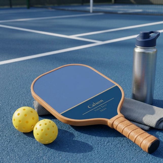 Raquette De Pickleball Monogramme Moderne à Bloc de Couleur Bleue (Créateur téléchargé)