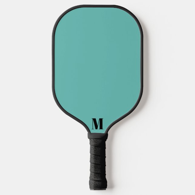 Raquette De Pickleball Monogramme moderne bleu et noir Dusty (Recto)