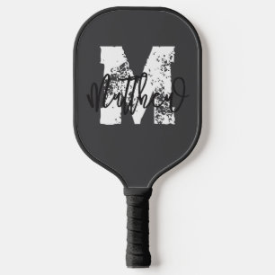 Raquette De Pickleball Monogramme Moderne Cool Grunge Ajoutez Votre Nom