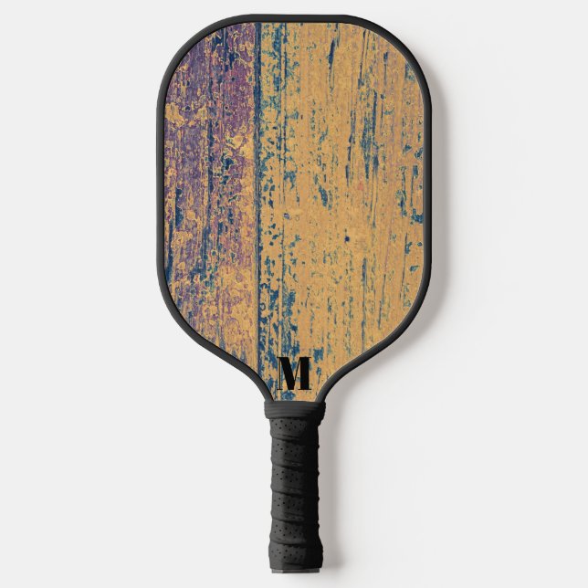 Raquette De Pickleball Monogramme moderne en bois rustique (Recto)