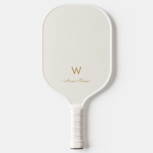 Raquette De Pickleball Monogramme Moderne en Or et Écriture Script