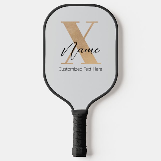 Raquette De Pickleball Monogramme Moderne Initiale X & Nom Personnalisé (Verso)