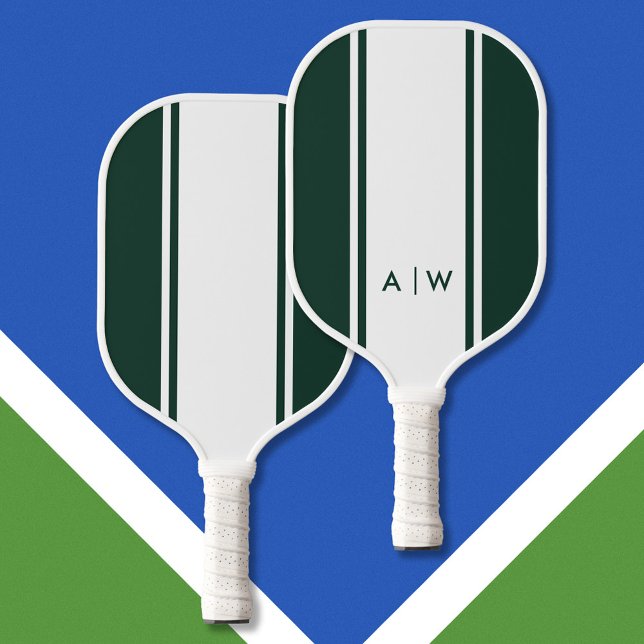 Raquette De Pickleball Monogramme moderne minimaliste émeraude verte (Créateur téléchargé)