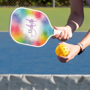 Raquette De Pickleball Monogramme Moderne Modèle coloré personnalisé