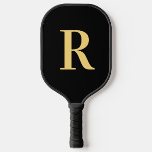 Raquette De Pickleball Monogramme moderne Noir Or