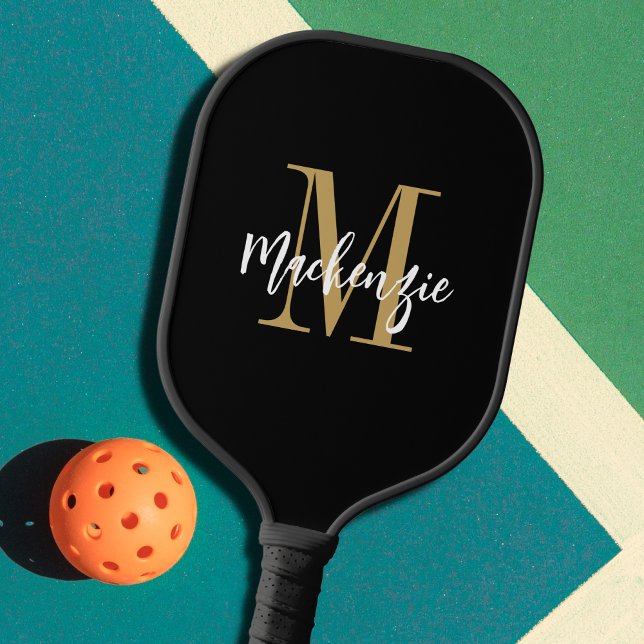 Raquette De Pickleball Monogramme moderne Nom du script Couleur personnal (Créateur téléchargé)