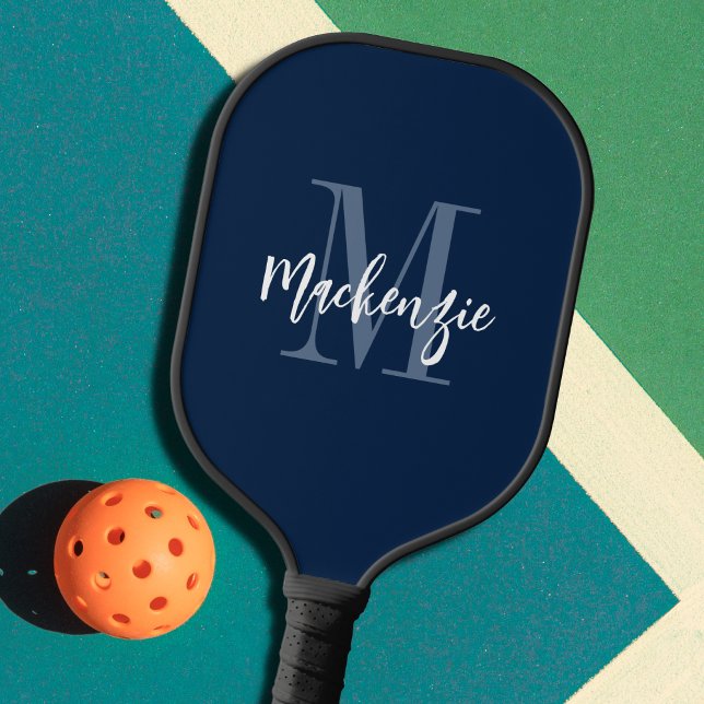 Raquette De Pickleball Monogramme moderne Nom du script Couleur personnal (Créateur téléchargé)