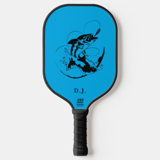 Raquette De Pickleball Monogramme moderne Pêche personnalisée Poisson (Recto)