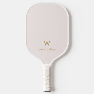Raquette De Pickleball Monogramme Moderne Rose Doré Script
