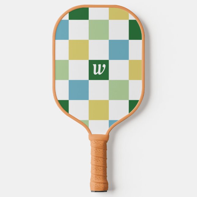 Raquette De Pickleball Monogramme Motif de Checker moderne Pickleball Pad (Recto)