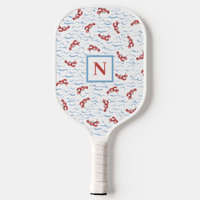 Raquette De Pickleball Monogramme Motif de la vague de homard (Verso)