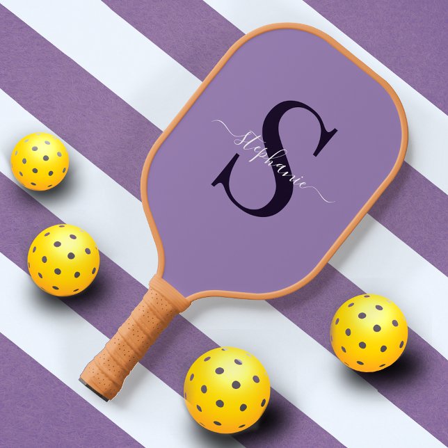 Raquette De Pickleball Monogramme mou initial + nom (Créateur téléchargé)