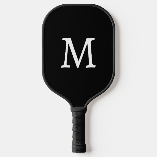 Raquette De Pickleball Monogramme noir et blanc de base initial (Recto)
