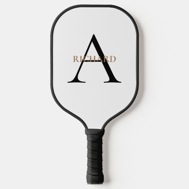Raquette De Pickleball Monogramme noir et or (Recto)