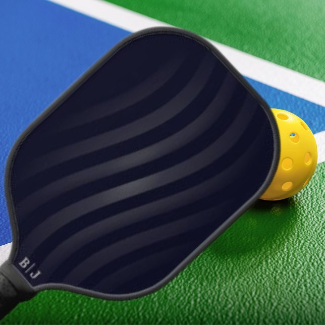 Raquette De Pickleball Monogramme noir moderne | Géométrique rétro (Créateur téléchargé)