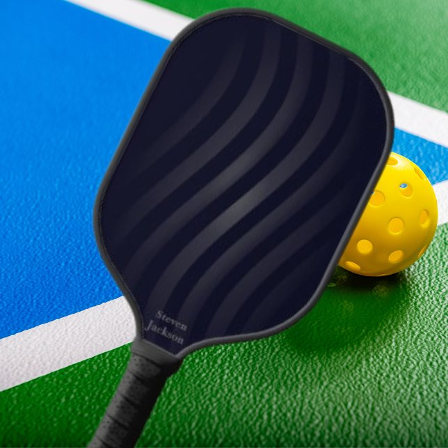 Raquette De Pickleball Monogramme noir moderne | Géométrique rétro (Créateur téléchargé)