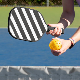 Raquette De Pickleball Monogramme Noir Rayures Blanches Diagonales Minima