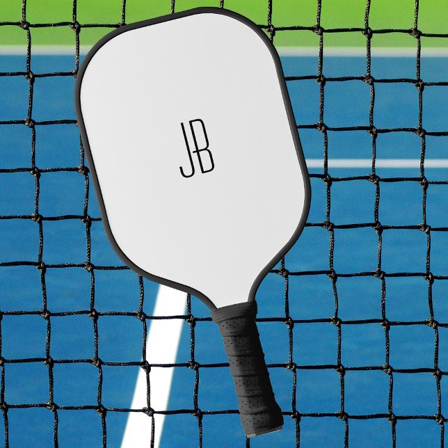 Raquette De Pickleball Monogramme noir simple ou nom en blanc (Créateur téléchargé)