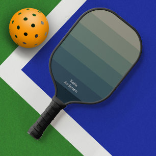 Raquette De Pickleball Monogramme Nom complet Coloré Vert Bleu Gradient