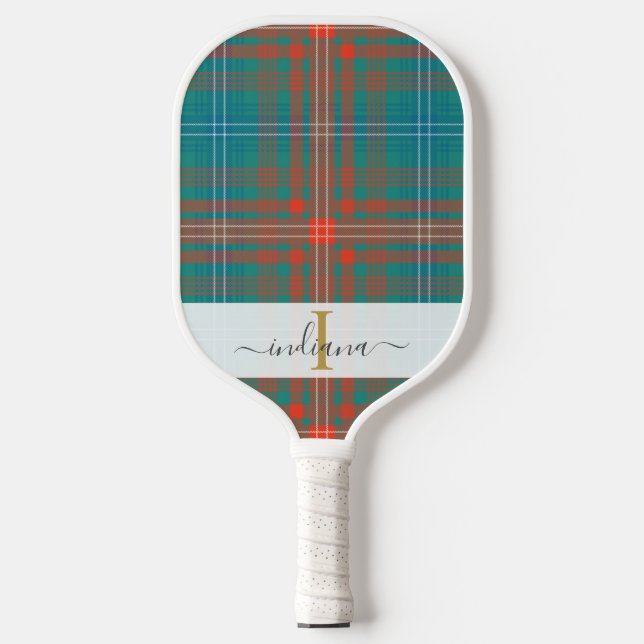 Raquette De Pickleball Monogramme Nom du script Plaid Clan Wilson Tartan (Recto)