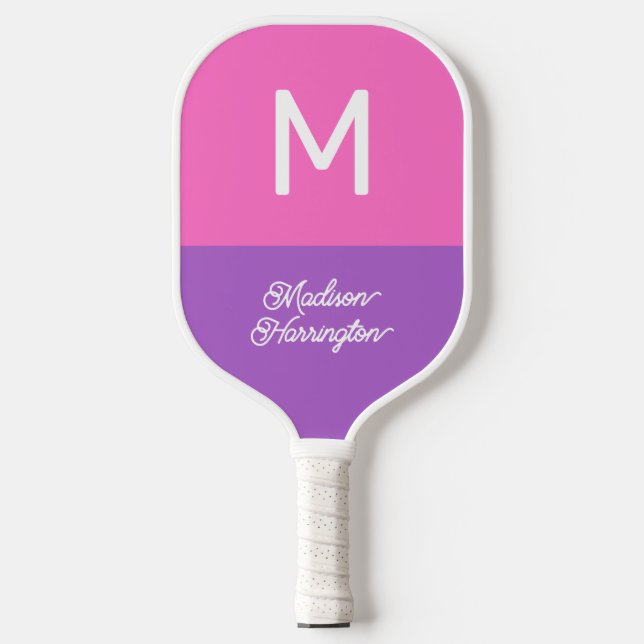 Raquette De Pickleball Monogramme, nom et couleur personnalisés Picklebal (Recto)