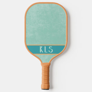 Raquette De Pickleball Monogramme orange minimaliste Aqua moderne