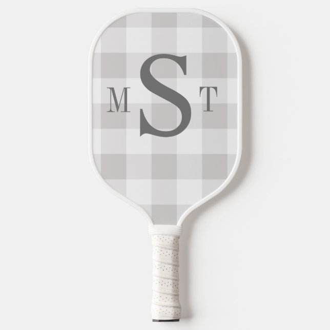 Raquette De Pickleball Monogramme Pagaie de Pickleball Personnalisée Gris (Recto)