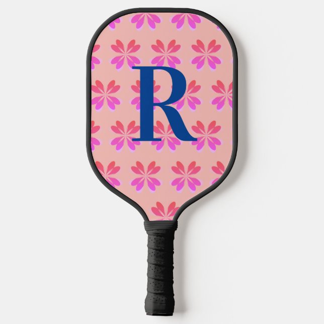 Raquette De Pickleball Monogramme Peach rose rétro (Verso)