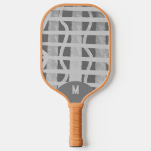 Raquette De Pickleball Monogramme Peint Gris Bohème Farfelu