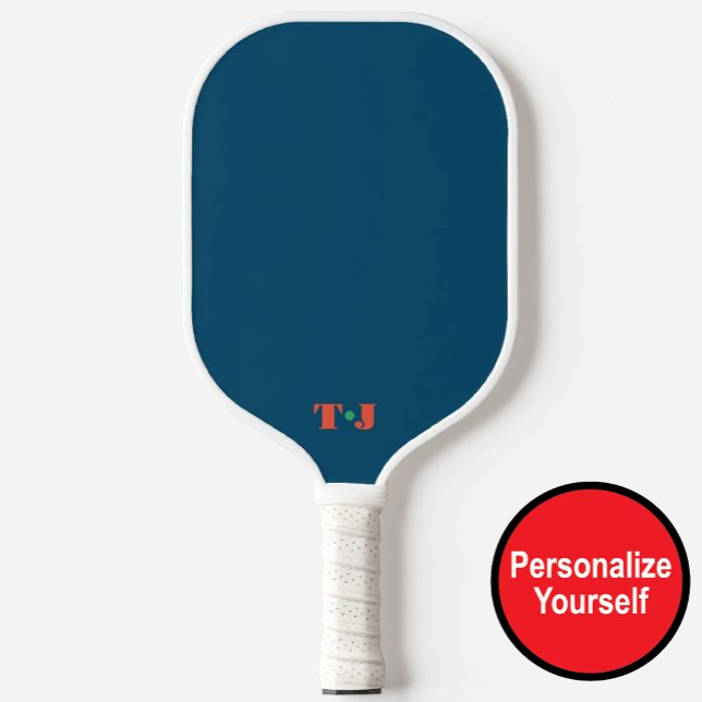 Raquette De Pickleball Monogramme personnalisé bleu (Créateur téléchargé)