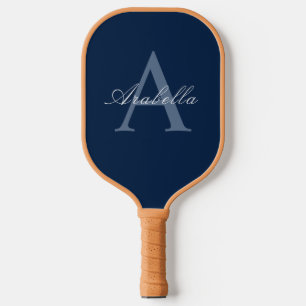 Raquette De Pickleball Monogramme personnalisé bleu Nom