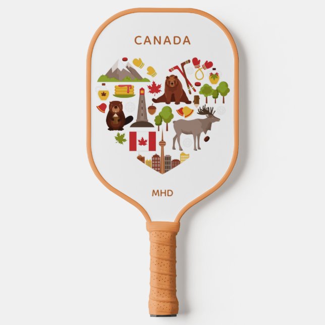 Raquette De Pickleball monogramme personnalisé Canadian Love (Recto)